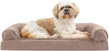 FurHaven Orthopedic Foam Sofa Dog Bed with Washable & Removable Cover - Plush/Suede - Almondine, Dogs Up to 35 lbs - Medium