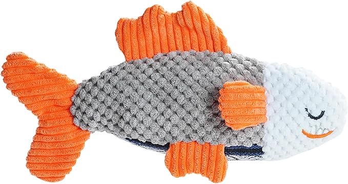 Nocciola Fish Salmon Crinkle Squeaky Dog Toys for Aggressive Chewers, Durable Stuffed Plush Rope Tug Puppy Toy for Small, Medium Large Dogs, Ocean Beach Summer, Dog Birthday Gifts