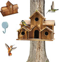 6 Hole Handmade Bird House, Bird Houses for Outside, Hummingbird House, Hanging Nest Box for Birds, Outdoor Wooden Birdhouses for Outside, Backyard, Garden, Patio, Nature Lovers Gift (1pcs)