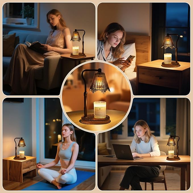 Candle Warmer Lamp with Timer Dimmable, Birthday Gifts for Women Mom, House Warming Gifts New Home Decor, Wax Melt Warmer for Jar Candles with 2 Bulbs