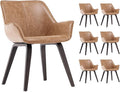 Yellow Set of 6 PU Leather Living Room Chairs Modern Upholstered Accent Chairs Dining Room Chairs (Yellow, 6)