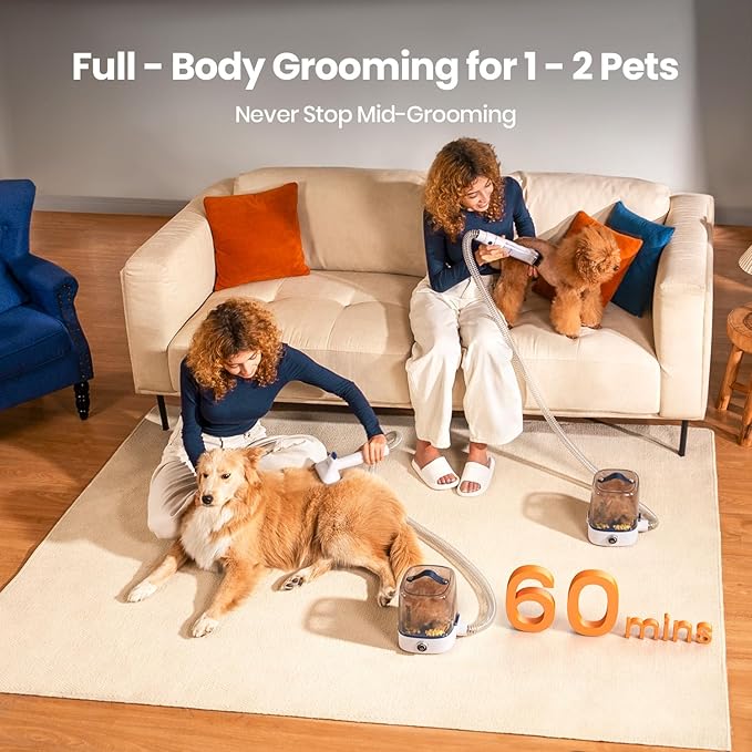oneisall Cordless Dog Grooming Vacuum Kit, Dog Grooming Kit with 5100mAh & 11-in-1 Pet Tools, 3L Dust Cup, Low Noise for Shedding & Grooming and Suitable for Home/Car Cleaning,Comfy L1