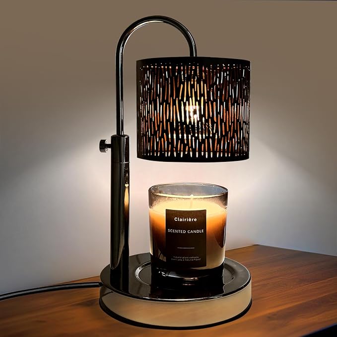 Candles Warmer Lamp with Timer and Dimmer, Home Bedroom Decor, Electric Adjustable Candle Wax Warmer Melter, Vintage Decor Birthday Monther Day Gifts,2 Bulbs，Black
