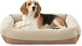 FURTIME Washable Dog Bed Medium Large Size Dogs, Rectangle Comfy Fluffy Pet Bed, Removable Zipper Cover Machine Wash, Soft Orthopedic Bed Durable Pet Cuddler with Anti-Slip Bottom,30"x24"x8",Beige