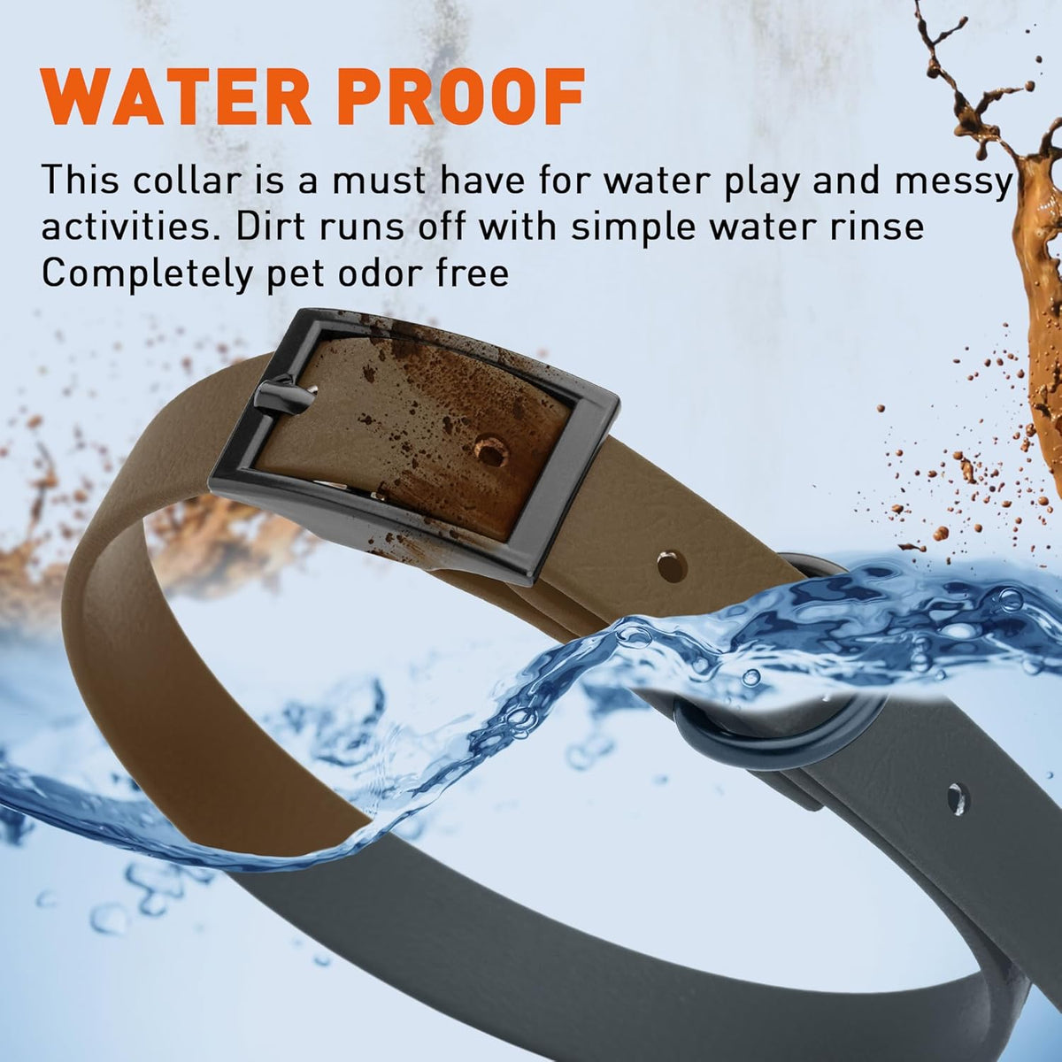 Dogline Biothane Waterproof Dog Collar Strong Coated Nylon Webbing with Black Hardware Odor- Proof for Easy Care Easy to Clean High Performance Fits Small Medium or Large Dogs, Dark Chocolate Brown