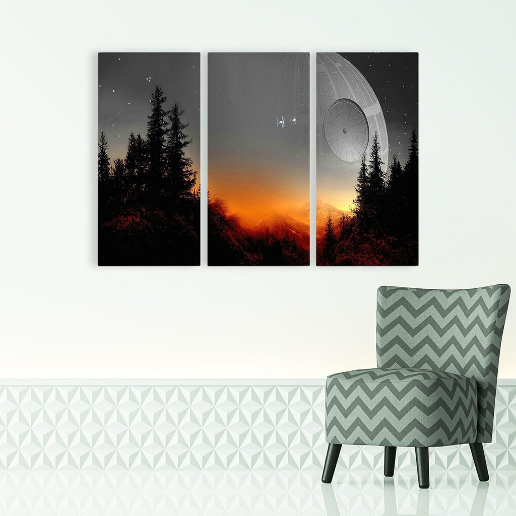 Death Star Inspired Canvas Print Wall Art | Futuristic Space Station Artwork | Smooth Surface Home Decor – Various Sizes (45in x 30in Gallery Wrapped)