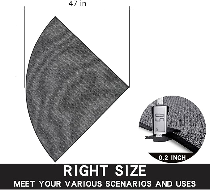 Fan Shaped Kitchen Mat 1 PCS, Cushioned Non Slip Rugs for Kitchen Floor, Absorbent Runner Comfort Standing Mats Washable for Kitchen, Office, Home (Black, Radius 47")
