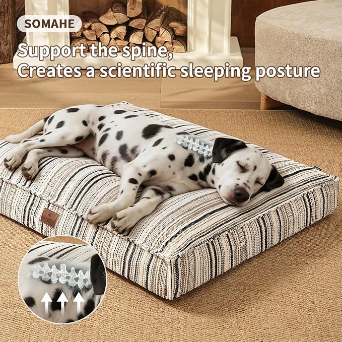 SOMAHE 4 Inch Orthopedic Dog Bed for Crate, 27 x 20 Inch, Coffee Chenille | Washable Removable Cover, Waterproof Inner Liner, Non-Slip Bottom, Orthopedic Dog Crate Mattress for Medium & Large Dogs