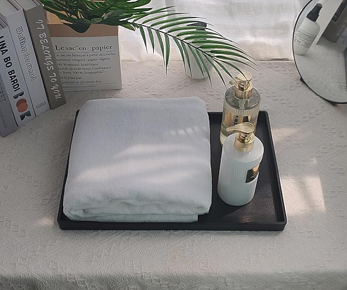 Black Serving Tray (15 x 10.6 inch), Large Tray for Serving Accessory, Snack, Dessert, Spa, Coffee, Drinks, Tea, Bar, Party, Seasoning, Perfume and Display Use.