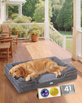 OhGeni Orthopedic Dog Bed Couch Big Cat Sofa for Extra Large Sized Pets with Memory Foam, Machine-Washable Waterproof Removable Cover, Soft Comfortable Fabric, 41-inch (Gray)