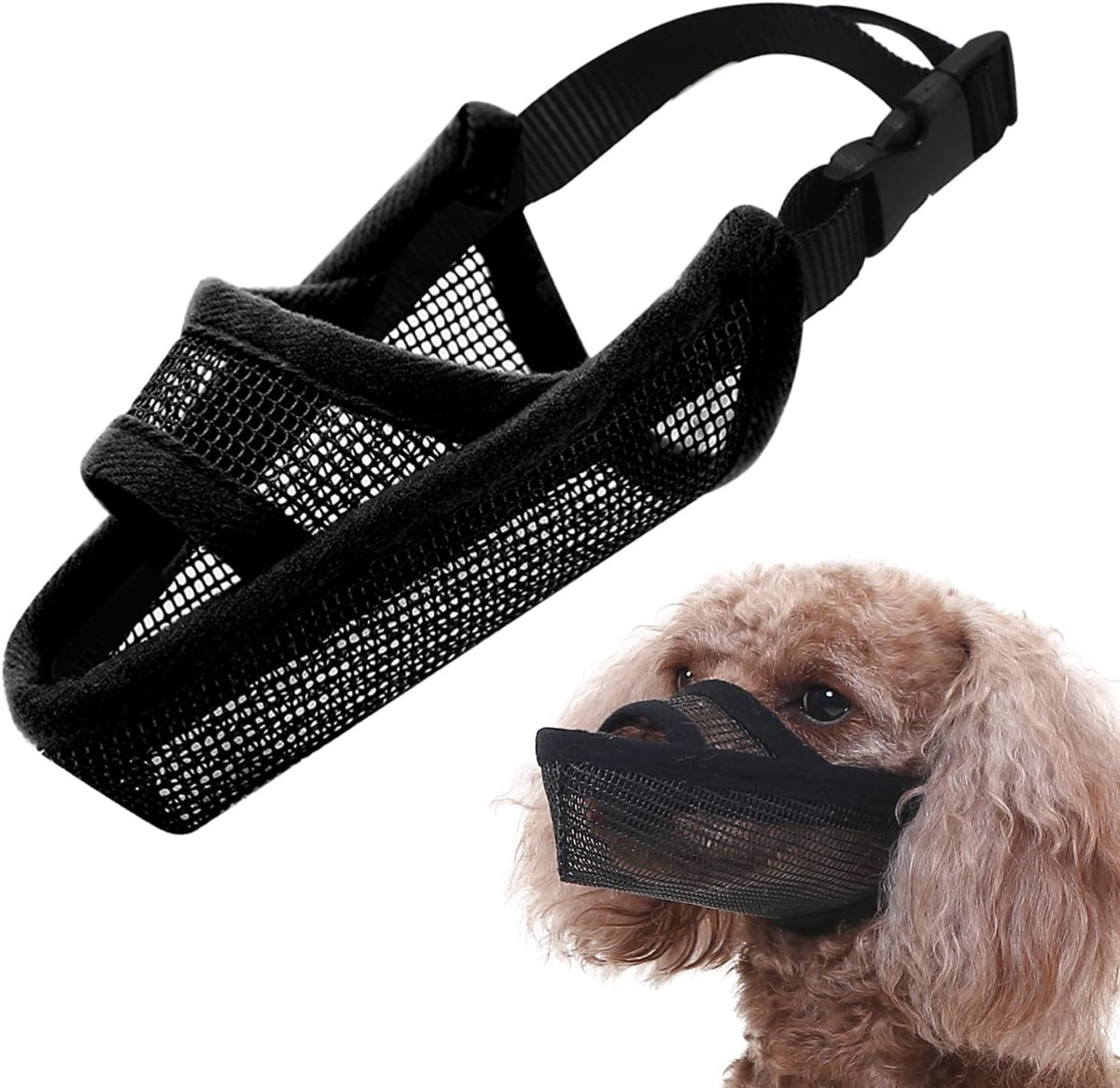 Crazy Felix Nylon Dog Muzzle for Small Medium Large Dogs Dachshund Beagle Poodle Labrador, Air Mesh Breathable and Drinkable Pet Mouth Guard for Anti-Biting Chewing Scavenging(XXXS, Black)