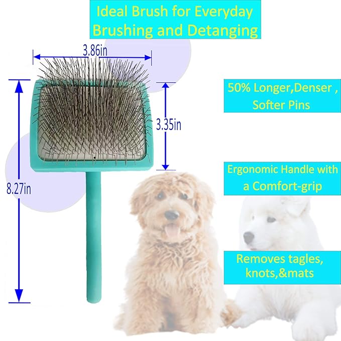 Extra Long Pin Slicker Brush for Dog-Slicker Brush for Dogs Goldendoodles,Large Firm Deshedding Pet Undercoat Grooming Tool
