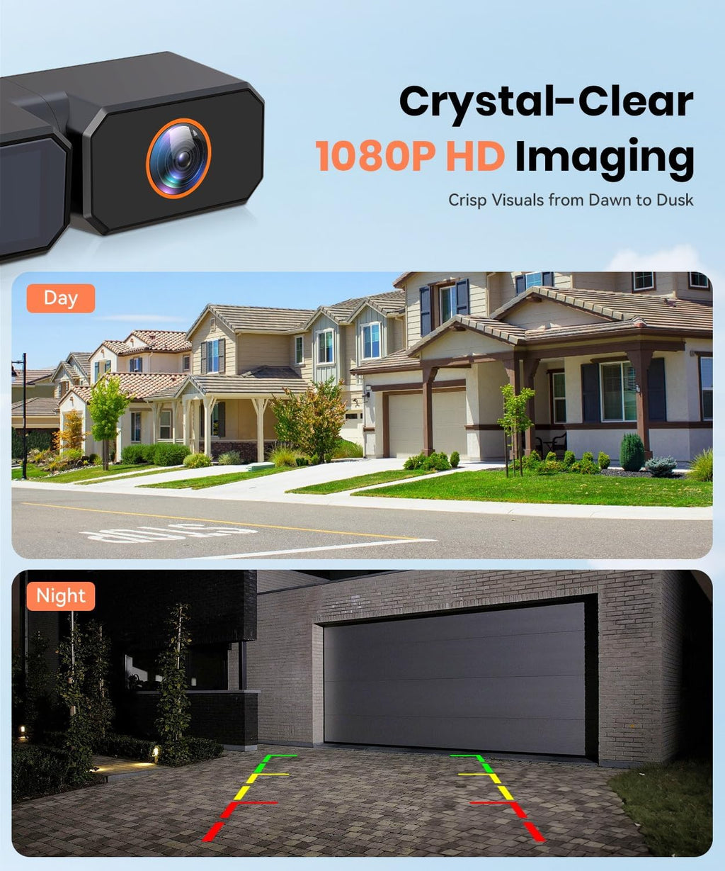 AUTO-VOX 2 Solar Wireless Backup Camera System with Two Cameras (License Plate & Portable): 7.2??1080P HD Dual Channel Monitor, IP69K Waterproof Back up Camera for Truck,RV,Camper,Horse/Boat Trailer
