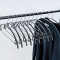 16.5 Inch Black No Shoulder Bumps No Mark Non-Slip Rubber Coated Contour Meta Hanger for Sweater T-Shirt Suit Coat Uniform with Pants Bar Pack of 10