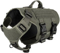 ICEFANG No Pull Tactical Dog Harness for X-Large Dogs,Adjustable Dog Vest | Control Handle,MOLLE Panel,Front Hook,3 Leash Clips,Soft Padded,for walking training,Green,X-Large