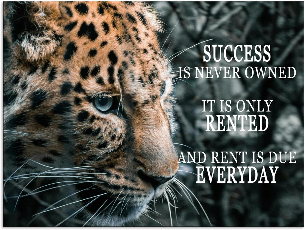 Motivational Wall Decor Success Entrepreneur Quotes Posters Success Is Rented Inspirational Wall Art For Office Living Room Bedroom Office Bathroom Canvas Print Framed Ready to Hang[18" W X 24" H]