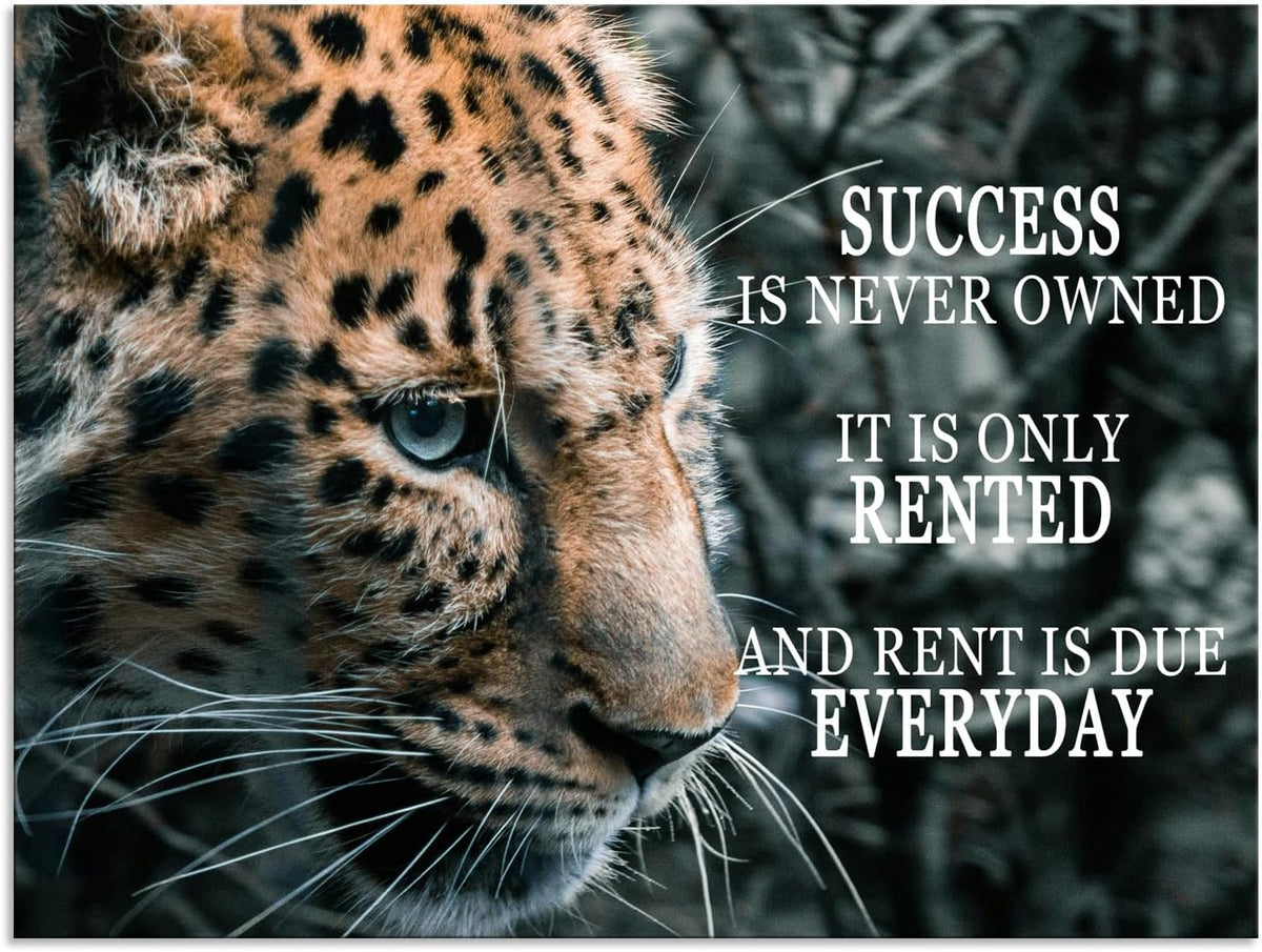 Motivational Wall Decor Success Entrepreneur Quotes Posters Success Is Rented Inspirational Wall Art For Office Living Room Bedroom Office Bathroom Canvas Print Framed Ready to Hang[18" W X 24" H]