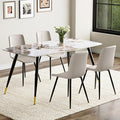 Modern Dining Table Set for 4, 62'' Sintered Stone Dining Table with 4 Chairs, Easy to Assemble