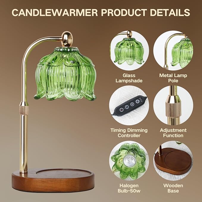 GEEZO Fragrance Candle Warmer Lamp，Electric Candle Warmer with Timer & Dimmer，Mom Christmas Birthday Gifts for Women, House Warming Gifts New Home Bedroom Decor