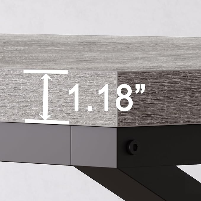 HSH 78 Inch Long Home Office Desk, Extra Large Grey Computer Desk for 2 Person, Industrial Wooden and Metal Executive Work Writing Study Gaming Desk Table, Modern Bedroom PC Laptop Desk Double Desk