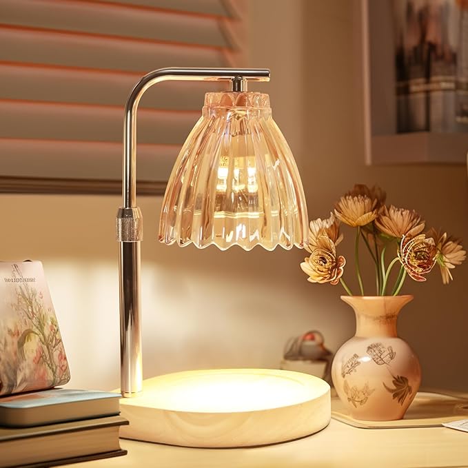 Candle Warmer Lamp Dimmable Wax Melt Warming Lamp with Timer Scented Wax Candle in Jar During Bathing & Yoga & Meditation with 2 Bulbs Home Decor Gift for Female (Pleated Skirt)