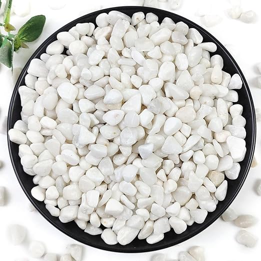 YISZM 5LB Succulent and Cactus Gravel Pebbles, 3/8 Inch Natural Decorative Polished Stones, River Rocks for Plants, Vases, Aquariums, Terrarium and Outdoor Gardening, White