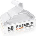 HOUSE DAY Plastic Hangers 50 Pack - White Clothes Hangers with Non-Slip Shoulder Grooves, Durable and Sturdy Coat Hanger, Space Saving Slim Design Perfect for Closet Organizers and Storage