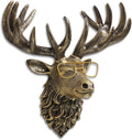 JJALIGHTS Animal Heads Wall Decor Resin Animals Sculptures Head Wall Hanging Decoration Imitation Copper vintage Wall Sculpture for Living Room Bedroom Office(Deer,not include metal frames)
