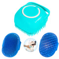 Dog Grooming Brush, Lilpep Pet Shampoo Bath Brush Soothing Massage Rubber Comb with Adjustable Ring Handle for Long Short Haired Dogs and Cats (Blue, set)