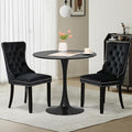 SoarFlash Kitchen Table and Chairs for 2, 31.5" Dining Table Set for 2 with Velvet Upholstered Chairs, 3 Piece Round Kitchen Table Set, Dining Room Table Set for Small Space, Apartment, Black/Black
