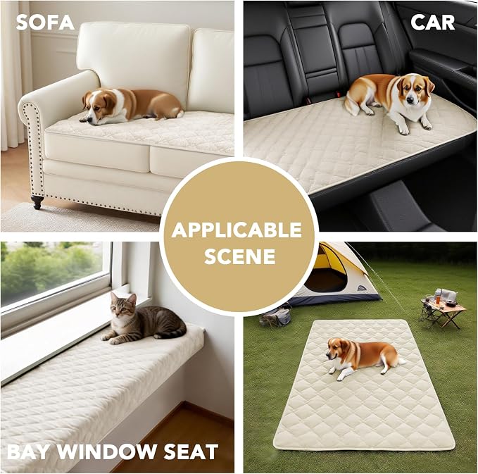 H.VERSAILTEX Chenille Couch Cover for Dogs Washable Soft Fuzzy Sofa Covers for 3 Cushion Couch Sectional Sofa Cover Thick Pet Couch Cover Protector Non-Slip Dog Bed Cover(Ivory, 28" x 102")