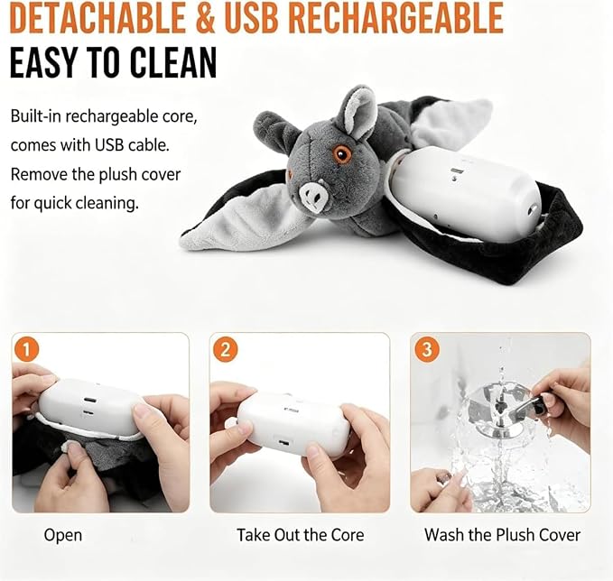 Flying Bat Dog Toy, 2026 New Flying Bat Toy for Dogs, Flapping Wings Interactive Pet Toy with Chirping Engages Cats and Dogs, Detachable USB Rechargeable, Hanging and Ground Play ，Owl：1PCS