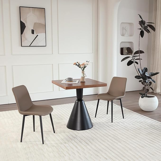 Leather Dining Chairs Set of 6, Mid Century Modern Faux Leather Kitchen & Dining Room Chairs, Comfortable Dinner Chair Kitchen Chair for Restaurant Living Room, Cafe, Home (6, Coffee)