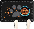 Dog Food Mats for Floor, Absorbent Pet Food Mat - Cat Feeding Mat Quick Dry Dog Bowl Mats for Water Pet Supplies Feeding Placemat 16" x 24" Black