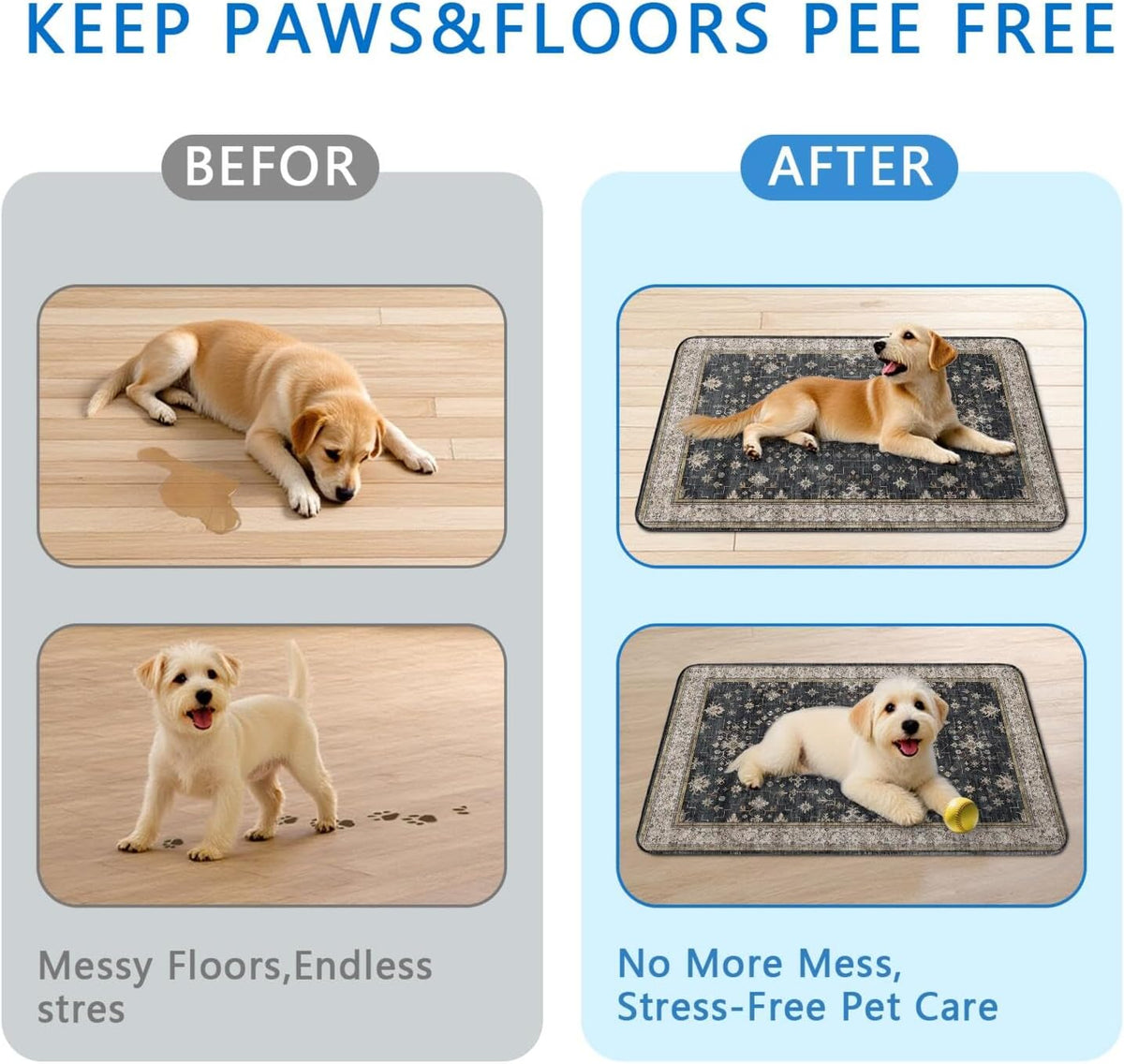 Washable Pee Pads for Dogs 2 Pack, Absorbent Reusable Puppy Pads Waterproof, Leakproof & Non-Slip Whelping Pad, Potty Training Pads for Dogs Playpen Mat 24x36