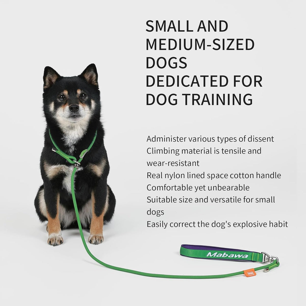 Dog Anti-Slip Leash 5FT with Metal Stopper - Durable No-Pull Training Lead for Small, Medium & Large Dogs - Comfortable Handle Nylon Rope, Tangle-Free Pet Walking Leash (Green, 5.6FT)