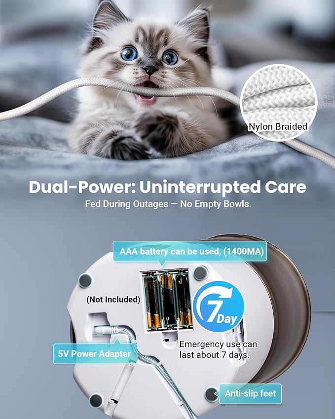 Automatic Cat Feeder for 3 Cats, 6L/25 Cup Cat Food Dispenser with Strong Anti-Jam System, Dual-Effect Desiccant, Smart WiFi App Control Pet Feeder, Automatic Dog Feeder for Cats and Small Dog