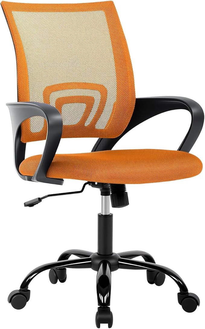 BestOffice Office Computer Chair Ergonomic Mesh Desk Chair with Lumbar Support Modern Executive Adjustable Stool Rolling Swivel for Back Pain (Orange)