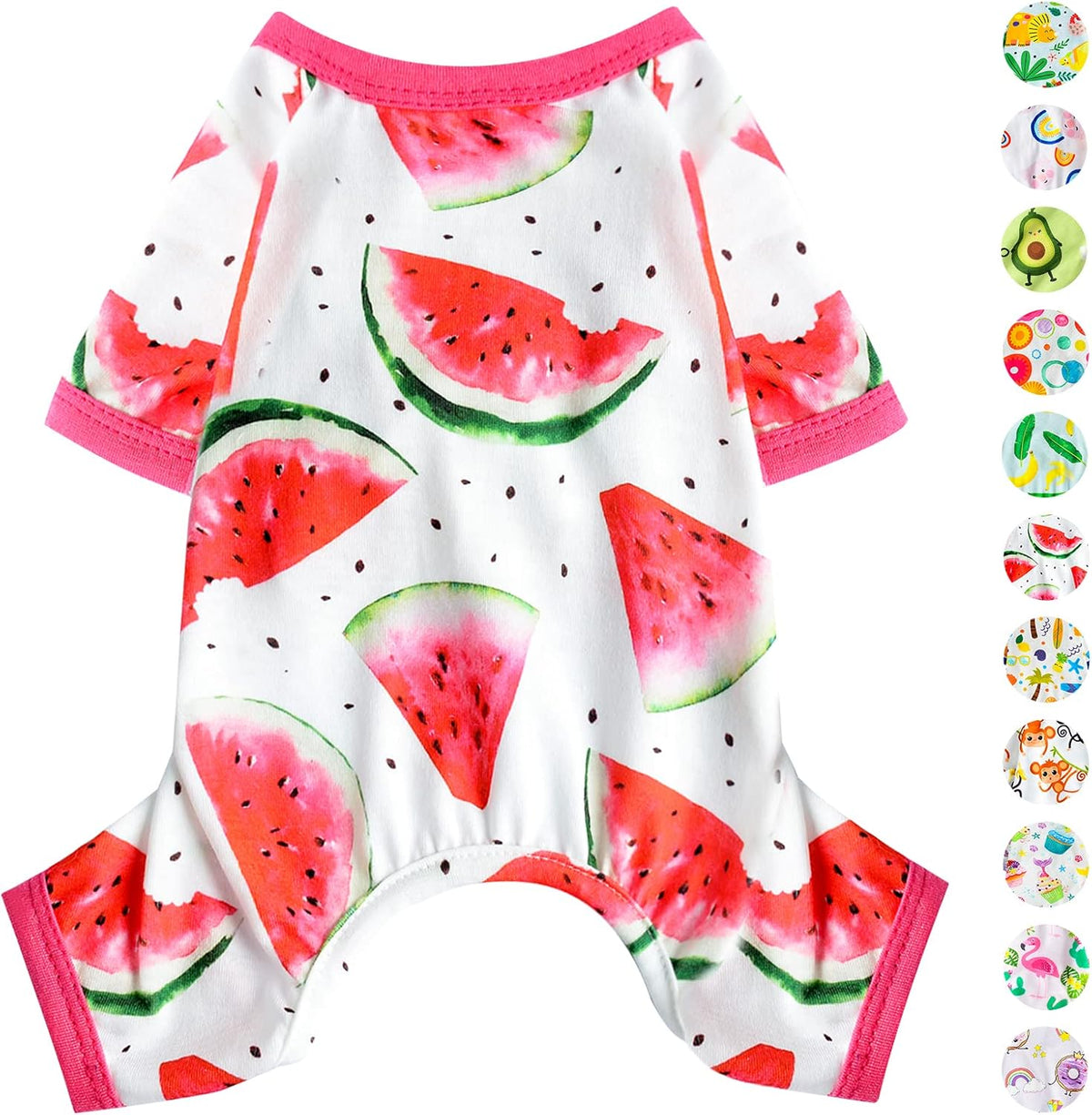 Dog Pajamas Psj for Small Dogs Clothes Puppy Onesies Outfits for Doggie Summer Fall Shirts Sleeper for Pet Cats Jammies, Watermelon Red, Medium