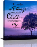 Christian Tree Wall Art I Can Do All Things Canvas Wall Decor Prints Framed Painting Purple Pictures Gifts Artwork for Bathroom Bedroom 16"x20"