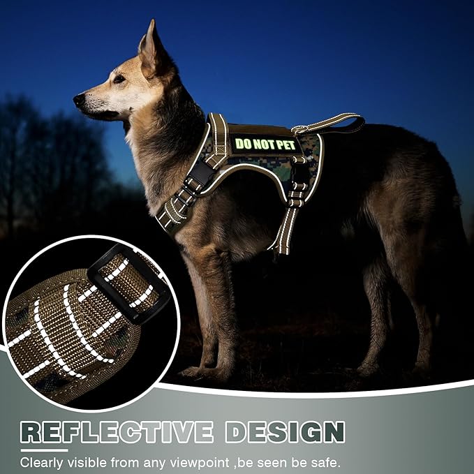 WINSEE Tactical Dog Harness, No Pull Dog Harness for Medium Large Dogs with Handle & Molle, Military Service Dog Vest Harness in Training Pet Harness for Small Dogs