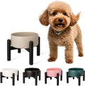 Raised Ceramic Dog Bowl Set with Stand, 2 Cups Elevated Dog Food Stand | 6.1'' Single Dog Food or Water Bowl Set, Non-Slip Dog Feeding Dishes for Small to Medium Breeds, 28.75 OZ, Grey