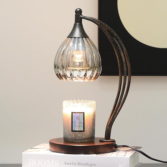 Candle Warmer Lamp with Timer Dimmer - Electric Candle Lamp for Jar Candles with 2 Bulbs - Candle Warmer Light for Scented Wax Valentines Day Gifts New Home Decor for Women Mirror Silver