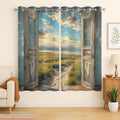 Landscape Blackout Curtains for Girls Boys Home Decor, Cow Sunset Grassland Mountain Natural Scenery Grommet Thermal Insulated Drapes Darkening Window Curtain for Bedroom Living Room, 42 x 63 Inch