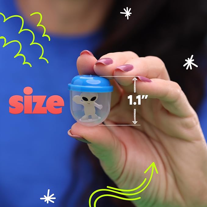 Alien Toys in Capsules - 50 Pcs of 1.1 Inch Plastic Capsules & 1 Inch Glow in the Dark Alien Figurines for Kids - Party Favors - Classroom Prizes - Toys Bulk for Vending Machine Refill