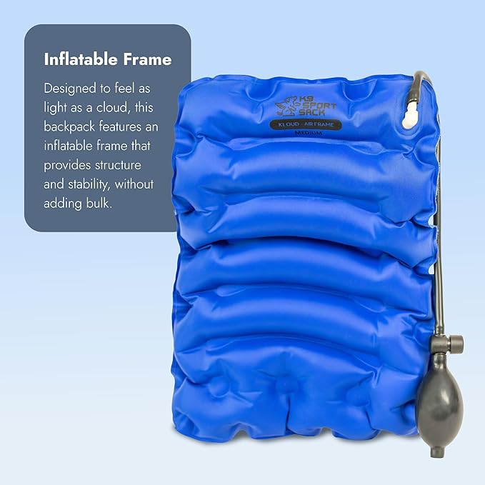 K9 Sport Sack Kloud - Small, Blue - Ideal for Dogs with 13-16” Back Length - Ultra-Light Mesh Backpack Carrier with Inflatable Frame