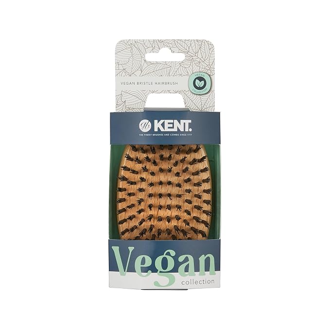 Kent V22 Vegan Boar Bristle Hair Brush and Beard Brush for Men, Eco Friendly Wave Brush and Travel Brush for Smoothing Hair and Taming Beards (8.5")