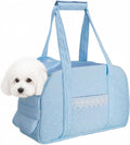 Dog Carrier Tote Bag, Foldable Soft Sided Breathable Mesh Lightweight Travel Handbag with Padded Handles, Lace Decor Portable Pet Purse for Small Puppy Kitten Cat Up to 15 Lbs (Blue)
