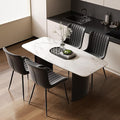 Dining Chairs, Modern Dining Room Chair 16 inch Leather with Wooden and Metal Frame, Set of 4 (Black)