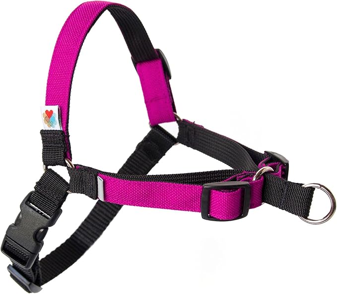 No Pull Dog Harness | Comfortable Training Harnesses | Effective No Pull Harness Design | Ideal for Large Sized Dog | 4-Point Adjustable(L - 26~32 inch Girth, Fuchsia)